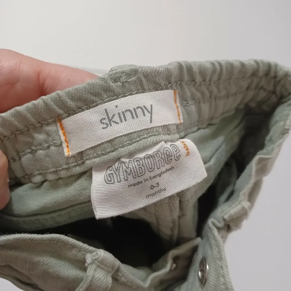 Gymboree Baby Toddler Girls 0-3M Skinny Leg Jeans Green Stretch Pockets Denim‎